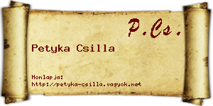 Petyka Csilla névjegykártya